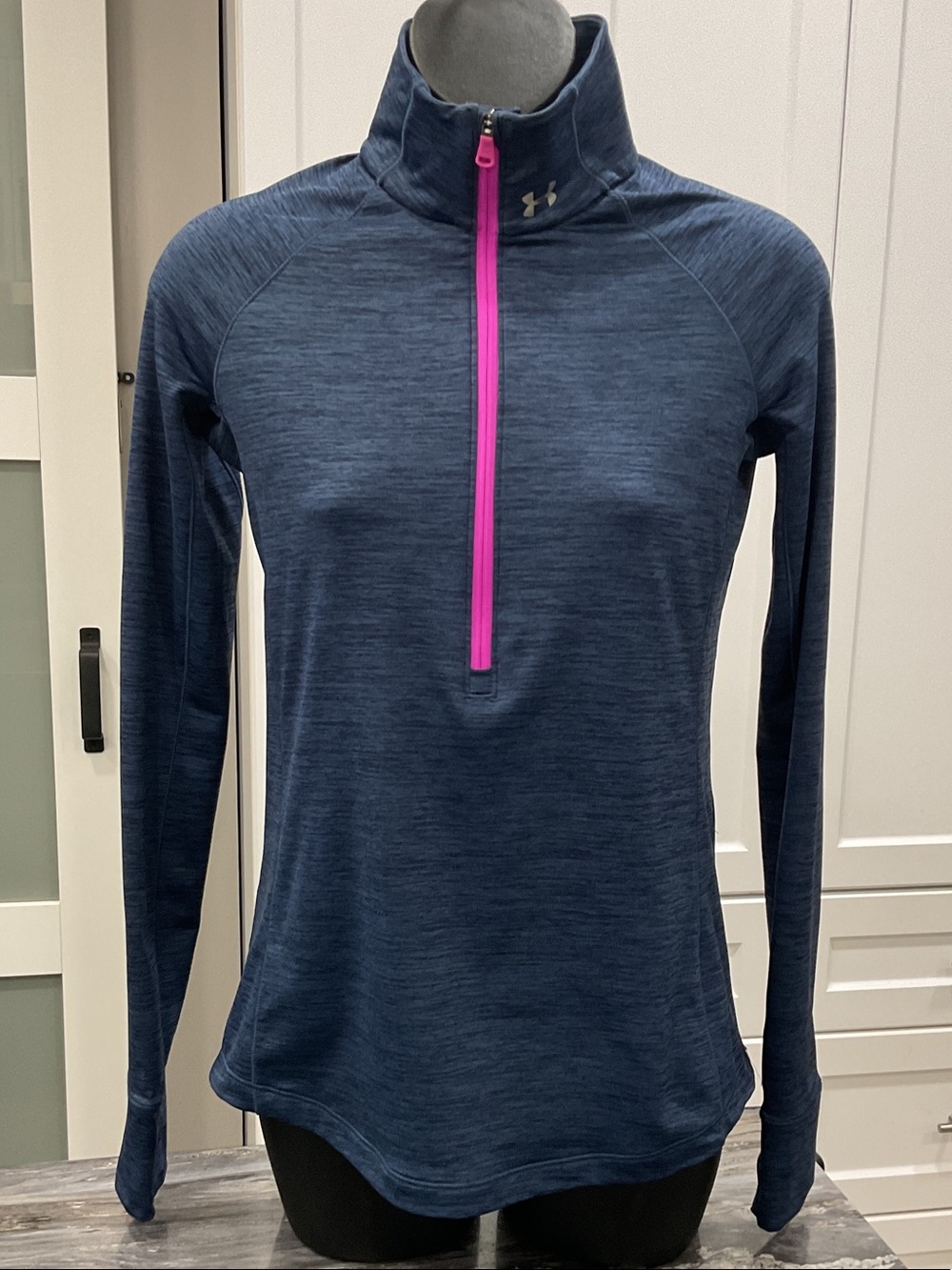 Under Armour Women's Half-Zip Pullover | Navy Blue with Pink Zipper